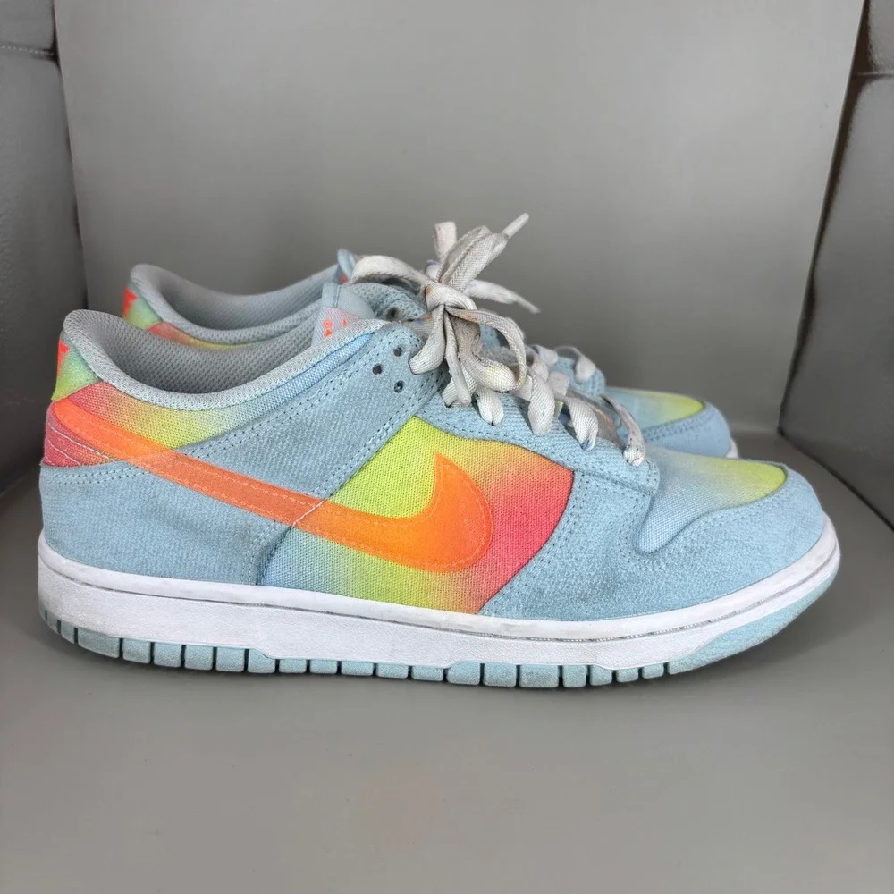 Nike Dunk Low Sun-Bleached Rainbow Blue Orange Multi Color HF4797-474 Mens 7Y